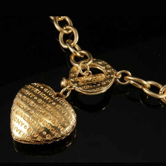 GIVENCHY Gold Puffed Heart Charm Necklace - Picture 10 of 11